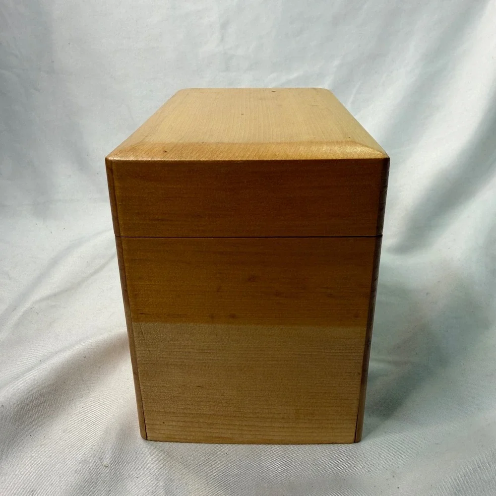 Vintage Wooden Recipe Box Hand Painted Rooster Farmhouse Kitchen Storage Brown